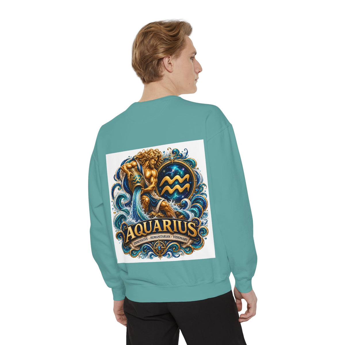Aquarius Zodiac Sweatshirt — Water Bearer Astrology Graphic Crewneck