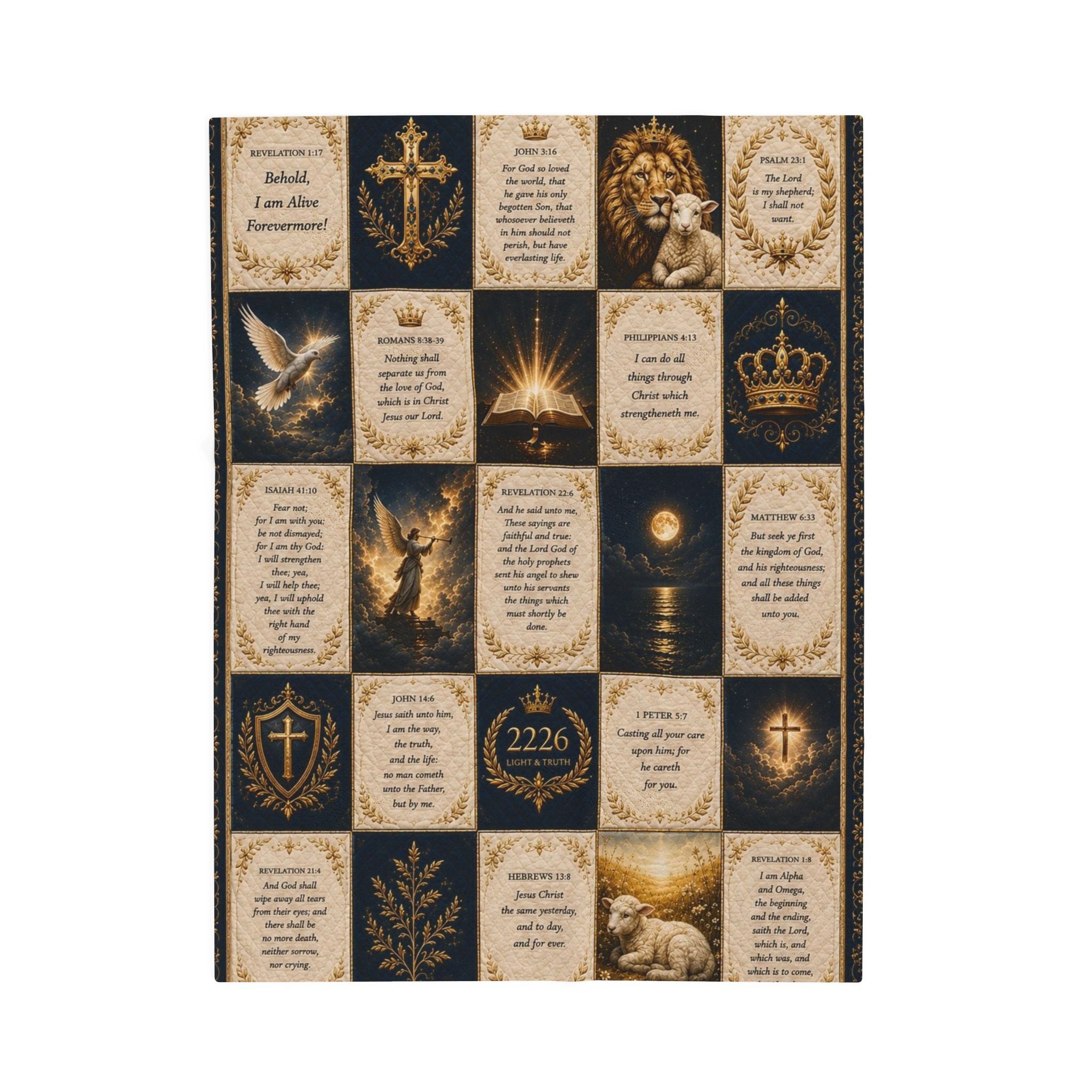 Religious Verse Patchwork Velveteen Plush Blanket