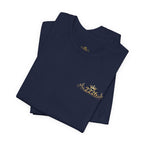 White Crown Logo Tee — Small Gold Crown Chest & Sleeve Graphic