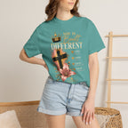 She Is Built Different Christian T-Shirt — Cross, Crown & Lily Faith Tee