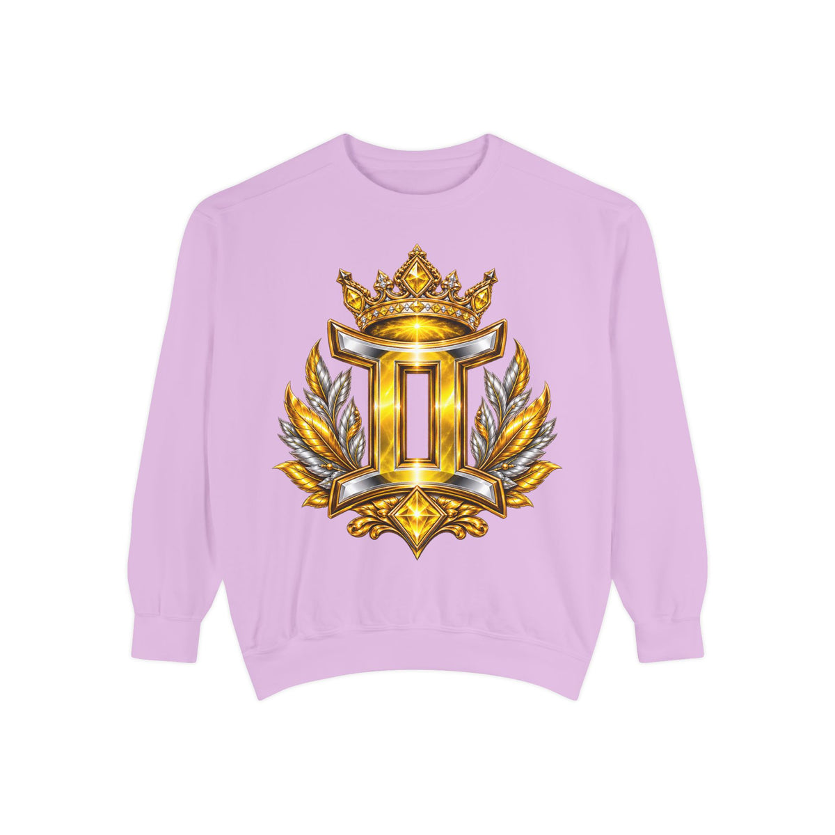 Gemini Zodiac Sweatshirt — Ornate Gold & Blue Gemini Crest