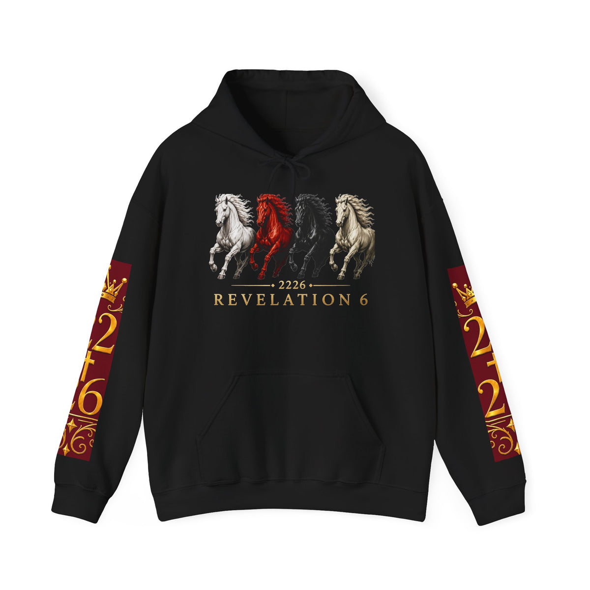 Revelation 6 Four Horsemen Hoodie — Biblical Apocalyptic Graphic Sweatshirt