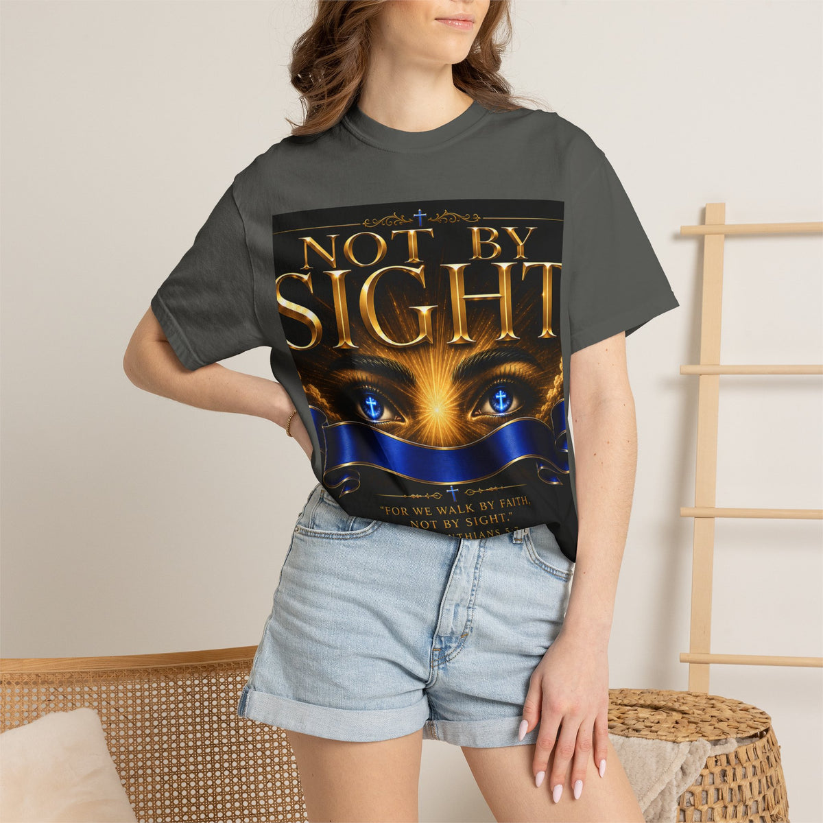 Not By Sight / Walk By Faith T‑Shirt — Christian Faith Graphic Tee