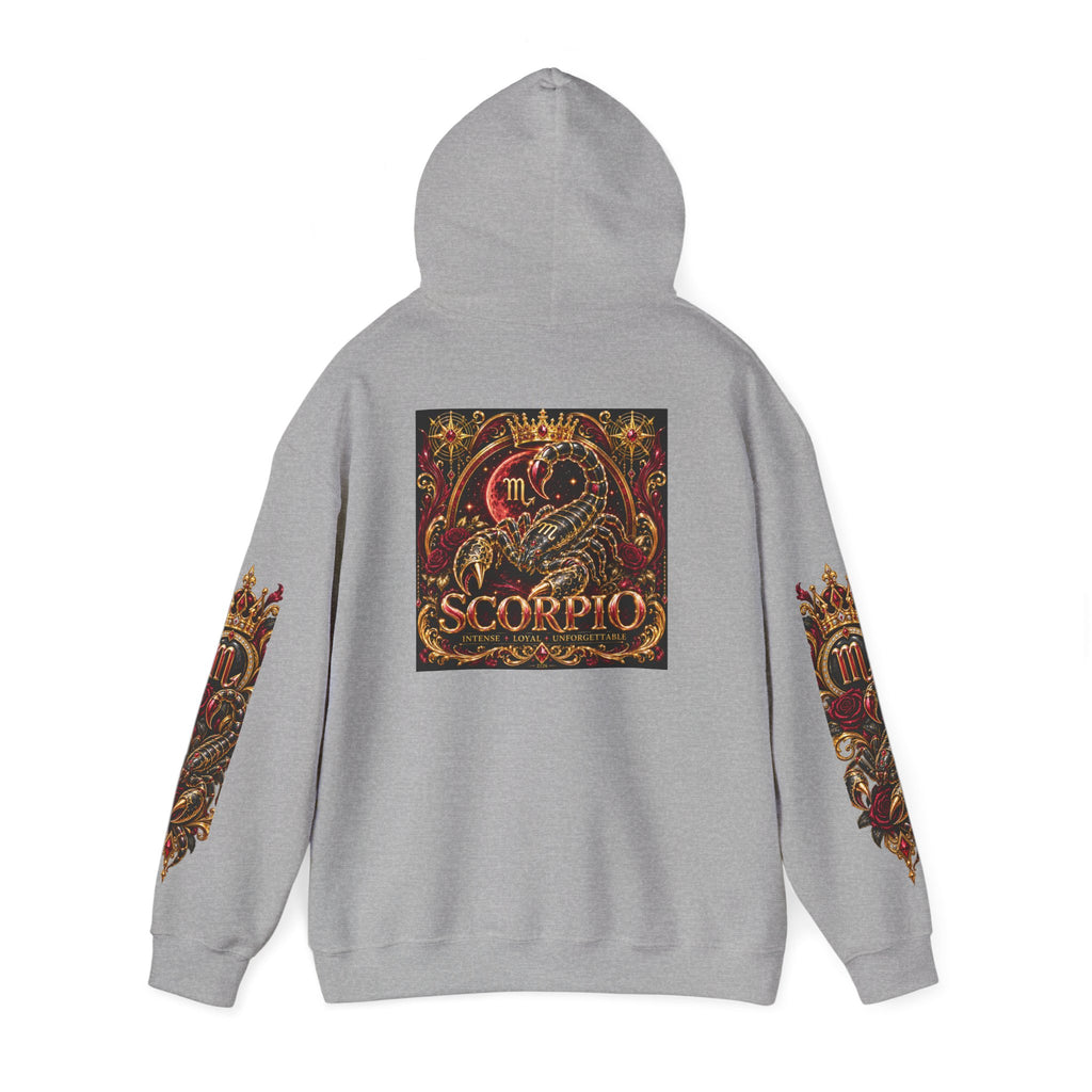 Scorpio Zodiac Hoodie — Ornate Crowned Scorpio Graphic Hooded Sweatshirt