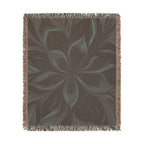 Woven Blanket — Abstract Floral Swirl Throw in Warm Rust & Teal