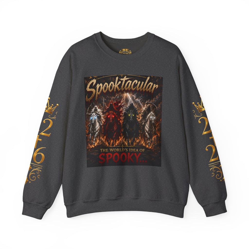 Christian Halloween Crewneck Sweatshirt — "Spooktacular" & Victory Lamb Graphic