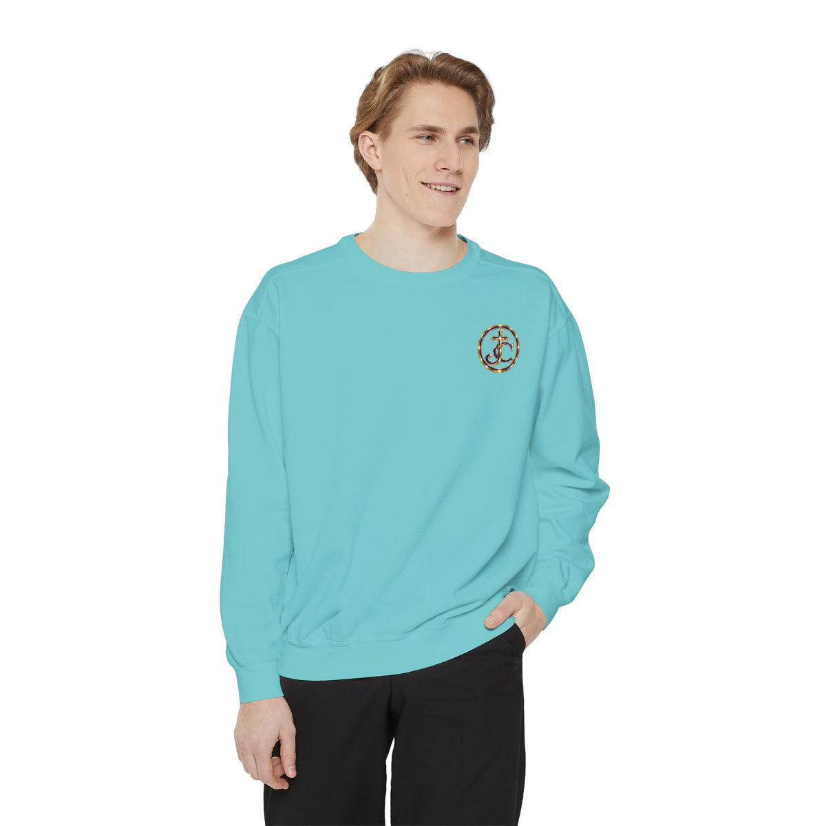 Religious Sweatshirt — “Jesus Christ Today, Tomorrow and Forever More” Crown Graphic