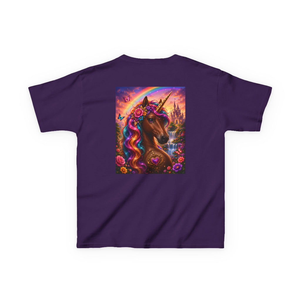 Kids Brown Unicorn Tee — Rainbow Fantasy Magical Horse Shirt