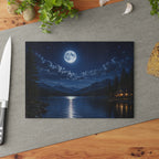 Glass Cutting Board — Moonlit Lake Night Scene