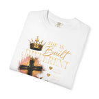 She Is Built Different Christian T-Shirt — Cross, Crown & Lily Faith Tee