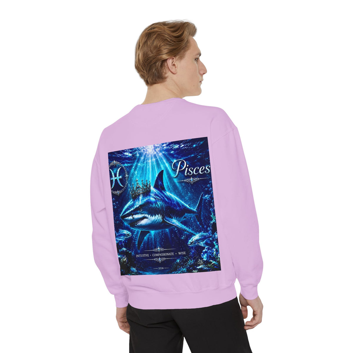Pisces Zodiac Sweatshirt — Cosmic Blue Pisces Shark Astrological Crewneck