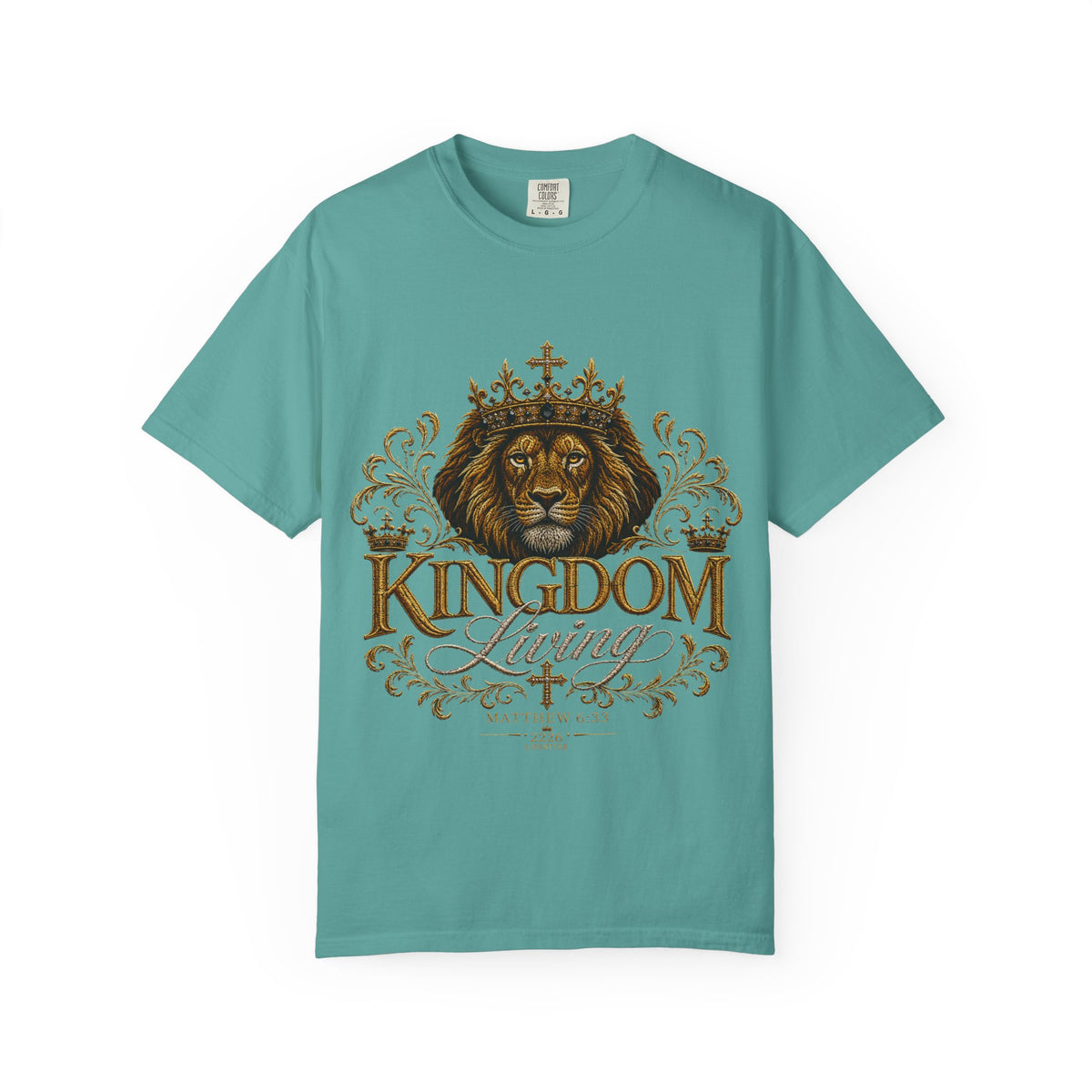 Kingdom Living Lion T-Shirt — Inspirational Christian Cross Floral Tee