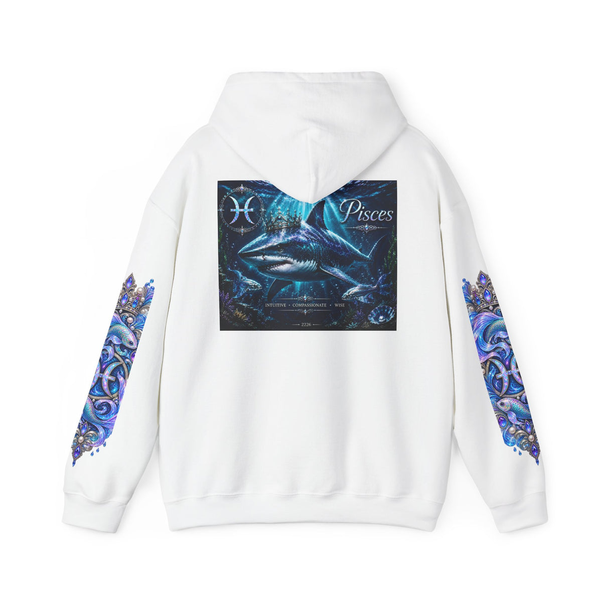 Pisces Zodiac Hoodie — Blue Cosmic Fish Astrology Sweatshirt