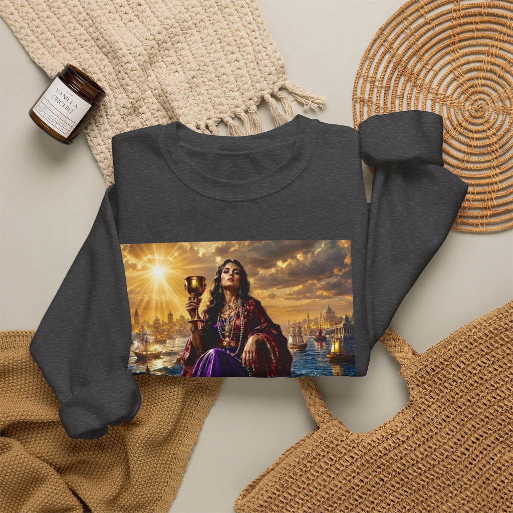 Crewneck Sweatshirt — "The Great Harlot: The Judgment Begins" Religious Graphic Pullover (Revelation 17:3)