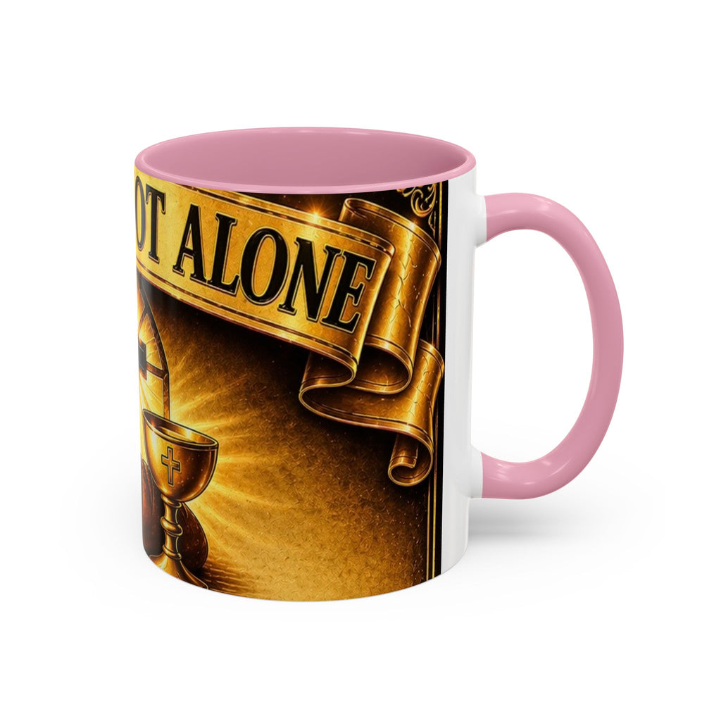 You Are Not Alone Christian Mug — Communion Cross & Bread Chalice Coffee Cup