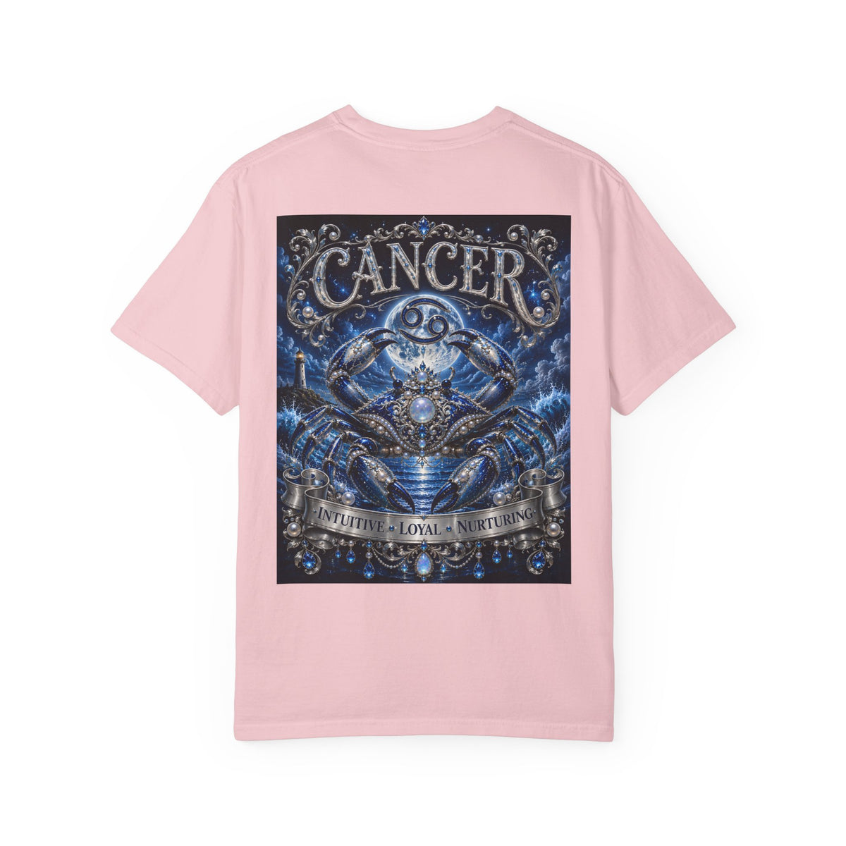Cancer Zodiac Crab T-Shirt — Blue Astrology Tee (Cancer: Intuitive • Loyal • Nurturing)