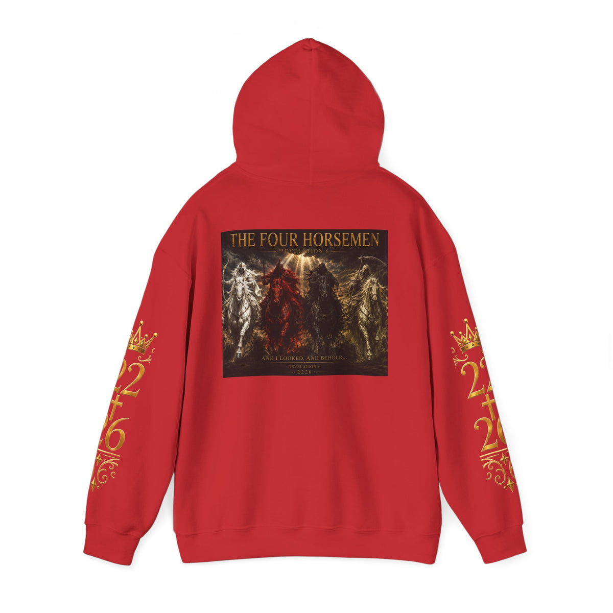 Revelation 6: The Four Horsemen Hoodie — Biblical Apocalyptic Graphic Sweatshirt