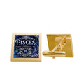 Pisces Zodiac Cufflinks — Gold Square Astrological Gift for Men