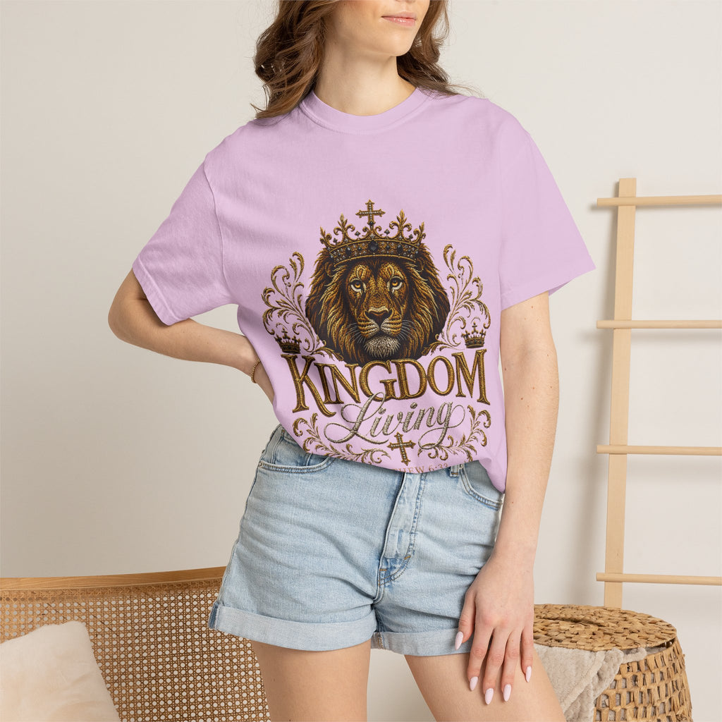 Kingdom Living Lion T-Shirt — Inspirational Christian Cross Floral Tee