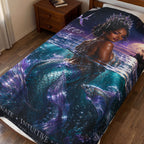 Pisces Mermaid Velveteen Plush Blanket – Zodiac Moonlit Ocean Throw