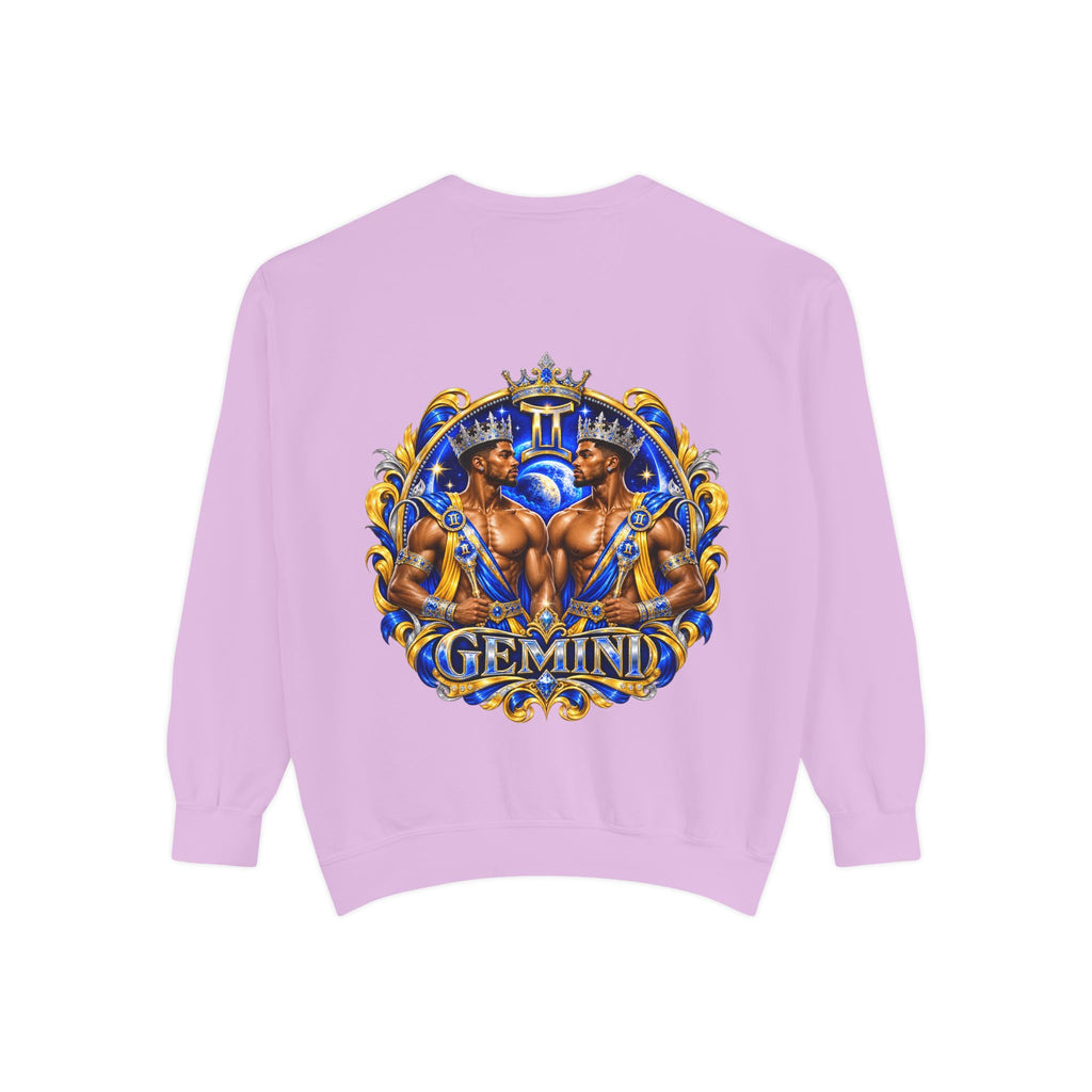 Gemini Zodiac Sweatshirt — Ornate Gold & Blue Gemini Crest