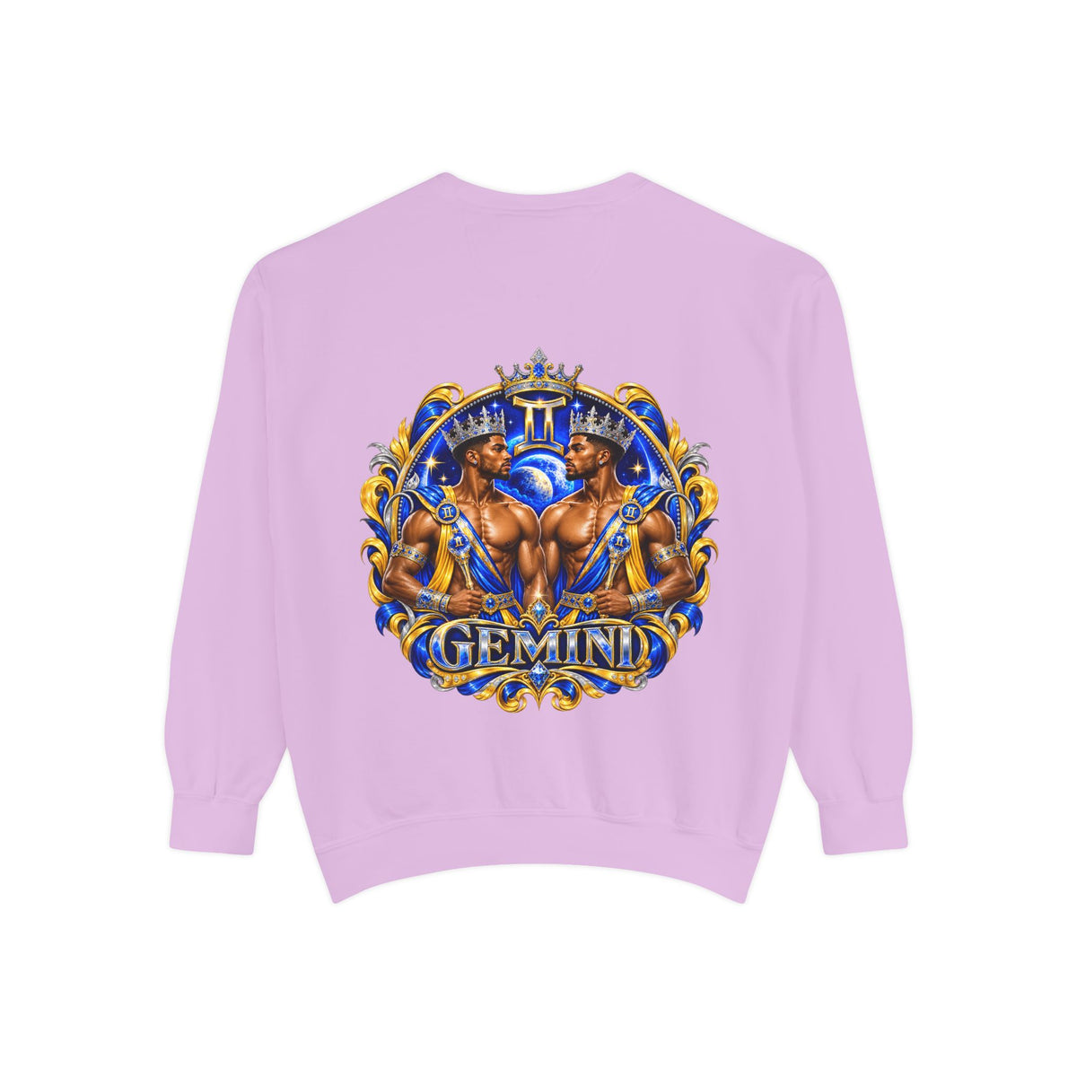 Gemini Zodiac Sweatshirt — Ornate Gold & Blue Gemini Crest