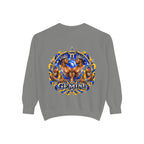 Gemini Zodiac Sweatshirt — Royal Blue & Gold Twin Symbol Crewneck