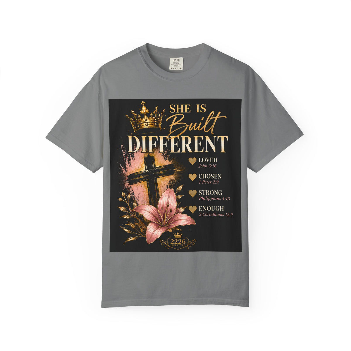 Christian Inspirational T-Shirt — "She Is Built Different / Built Right"