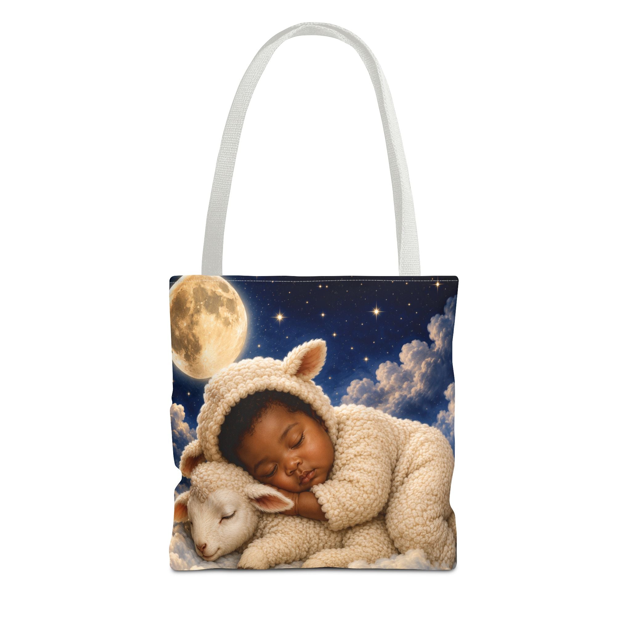 Sleeping Baby Lamb Tote Bag – Cute Nursery Moonlit Design