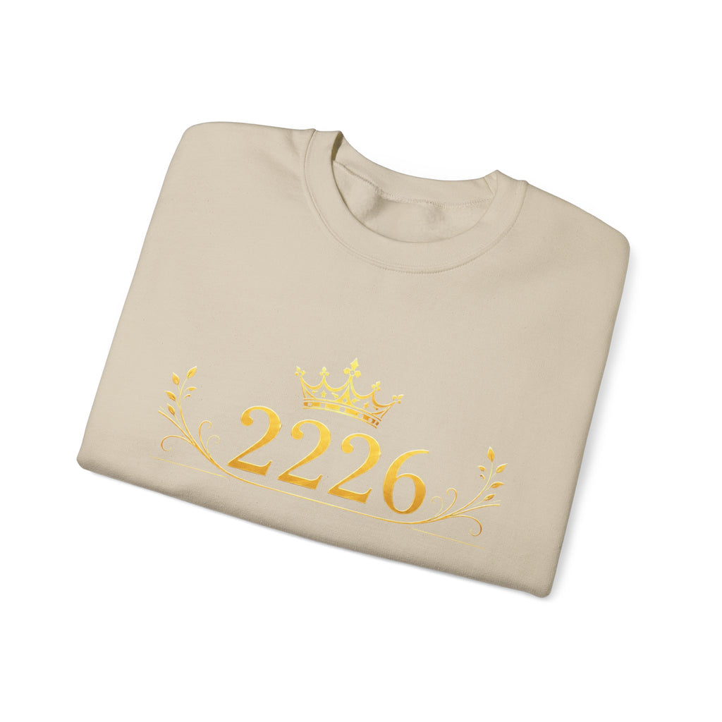 Crewneck Sweatshirt — Gold Crown '2226' Royal Crest Design