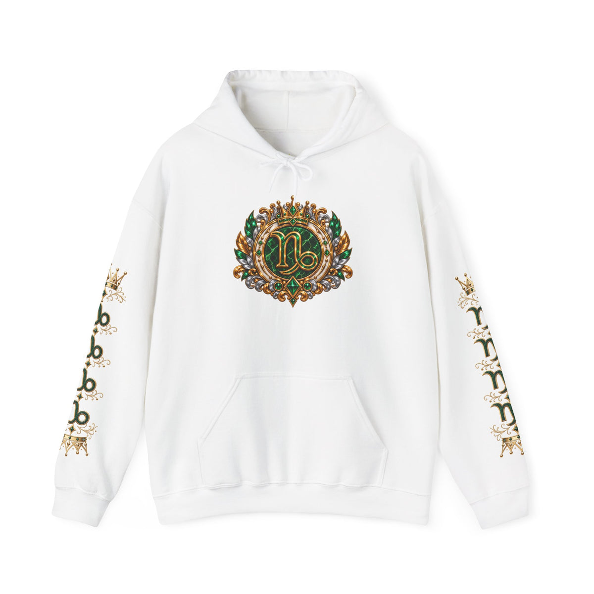 Capricorn Zodiac Crest Hoodie — Ornate Zodiac Virgo Emblem Hooded Sweatshirt