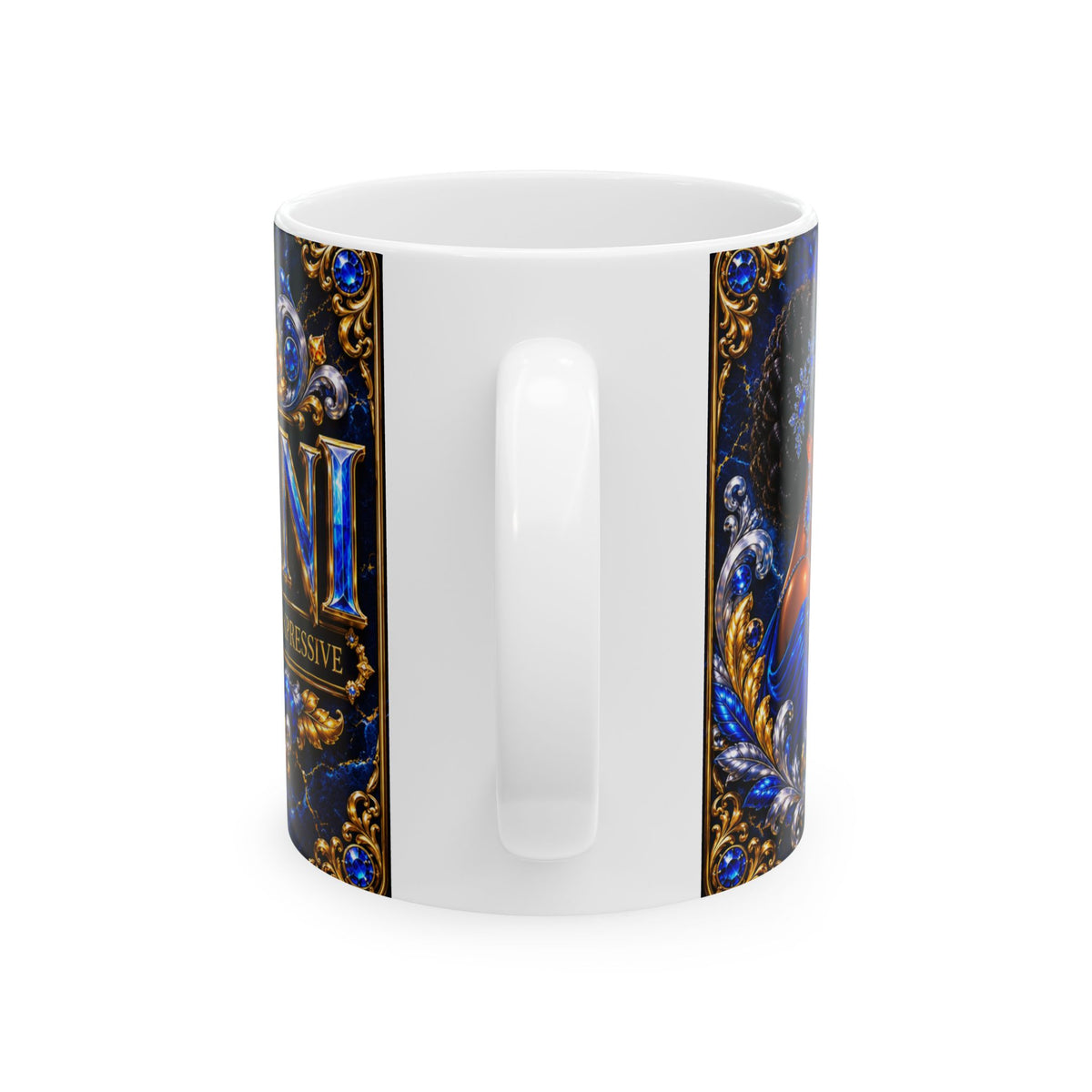 Gemini Zodiac Ceramic Mug – Elegant Blue & Gold Astrology Coffee Cup (11oz/15oz)