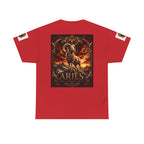 Aries Zodiac T‑Shirt — Mythic Ram Astrology Tee with 'ARIES' Emblem