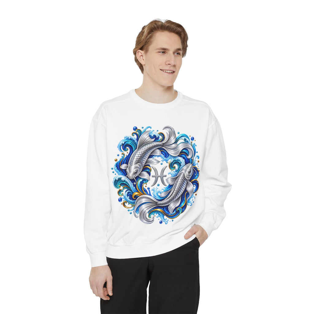 Pisces Zodiac Sweatshirt – Artistic Koi Fish Horoscope Pullover