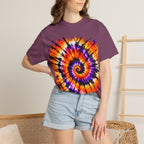 Tie-Dye Spiral T-Shirt — Orange Purple Psychedelic Graphic Tee