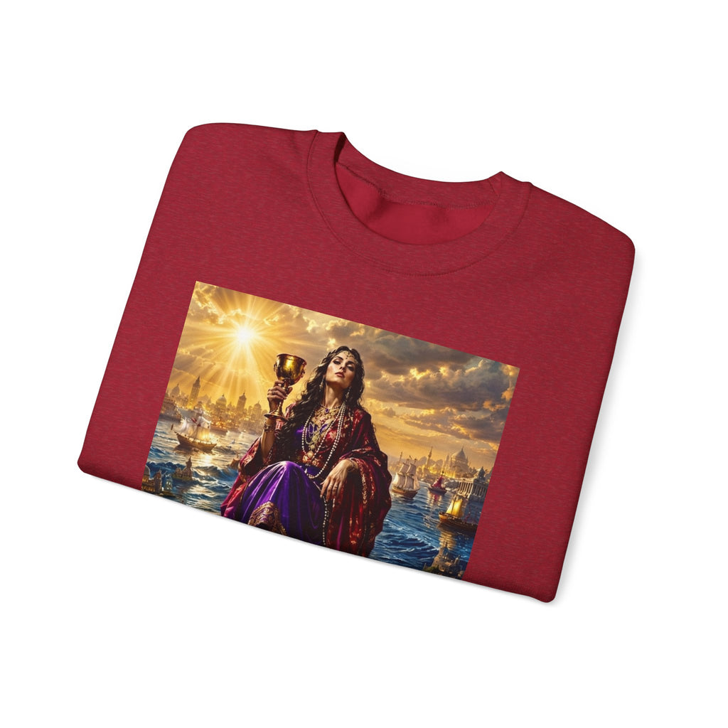 Crewneck Sweatshirt — "The Great Harlot: The Judgment Begins" Religious Graphic Pullover (Revelation 17:3)