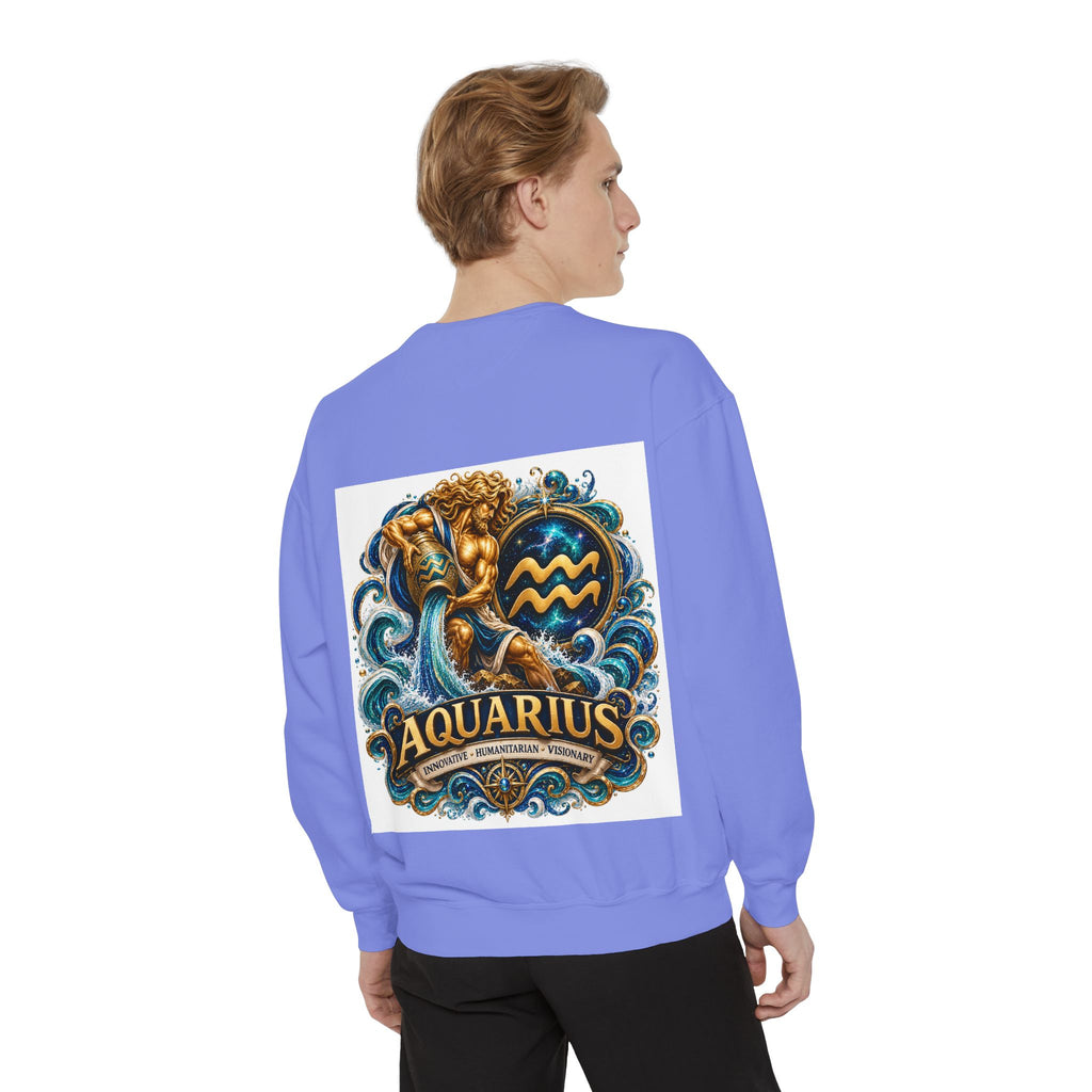 Aquarius Zodiac Sweatshirt — Water Bearer Astrology Graphic Crewneck