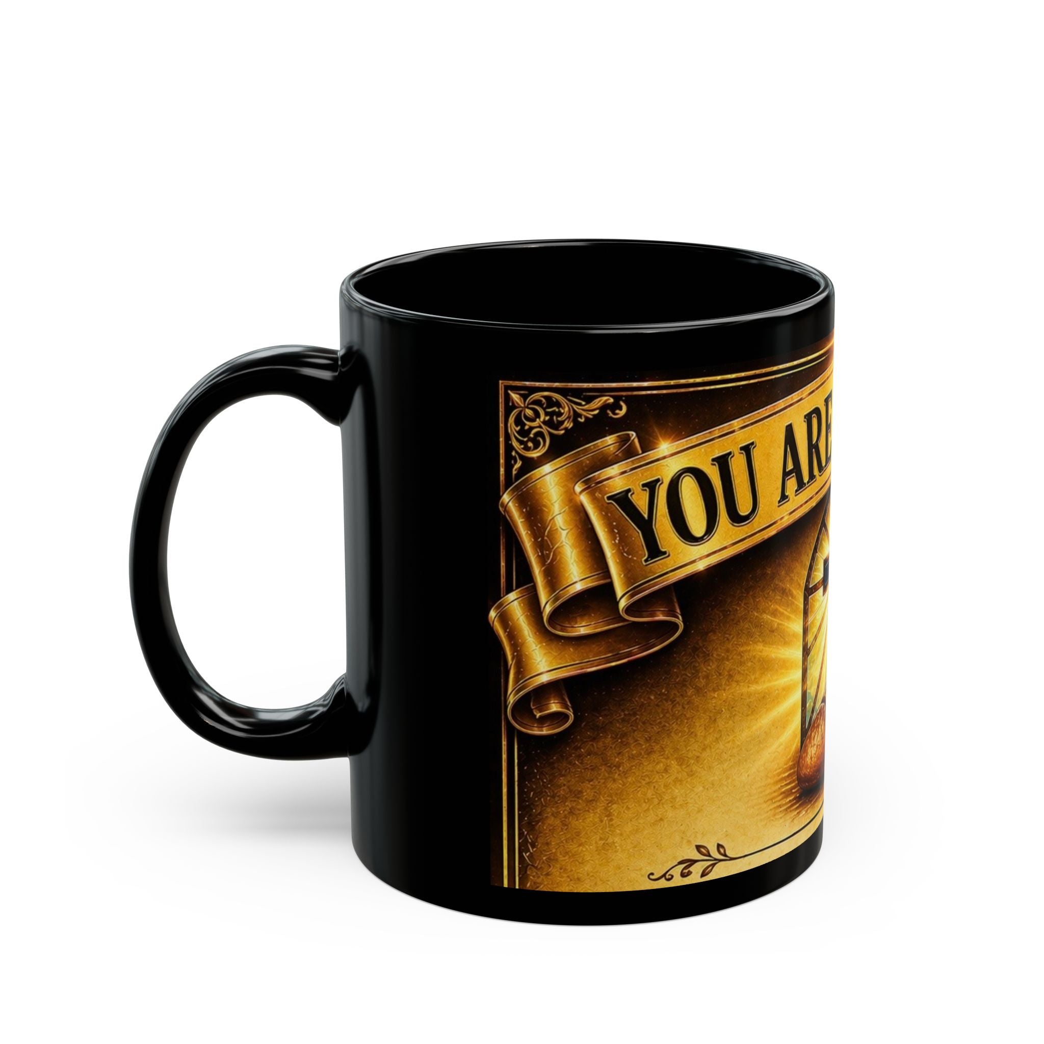 You Are Not Alone Black Mug — Christian Communion Cross Coffee Cup (11oz & 15oz)