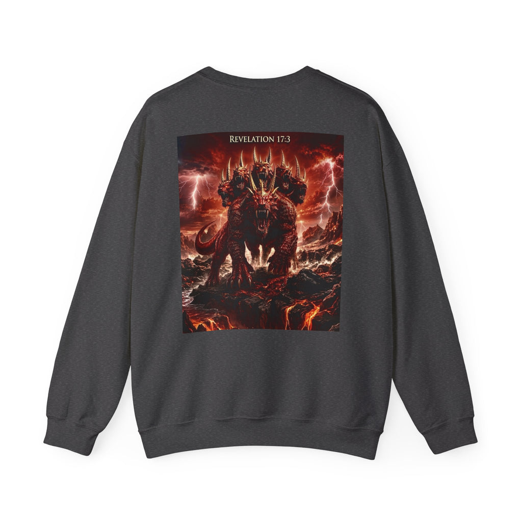 Crewneck Sweatshirt — "The Great Harlot: The Judgment Begins" Religious Graphic Pullover (Revelation 17:3)