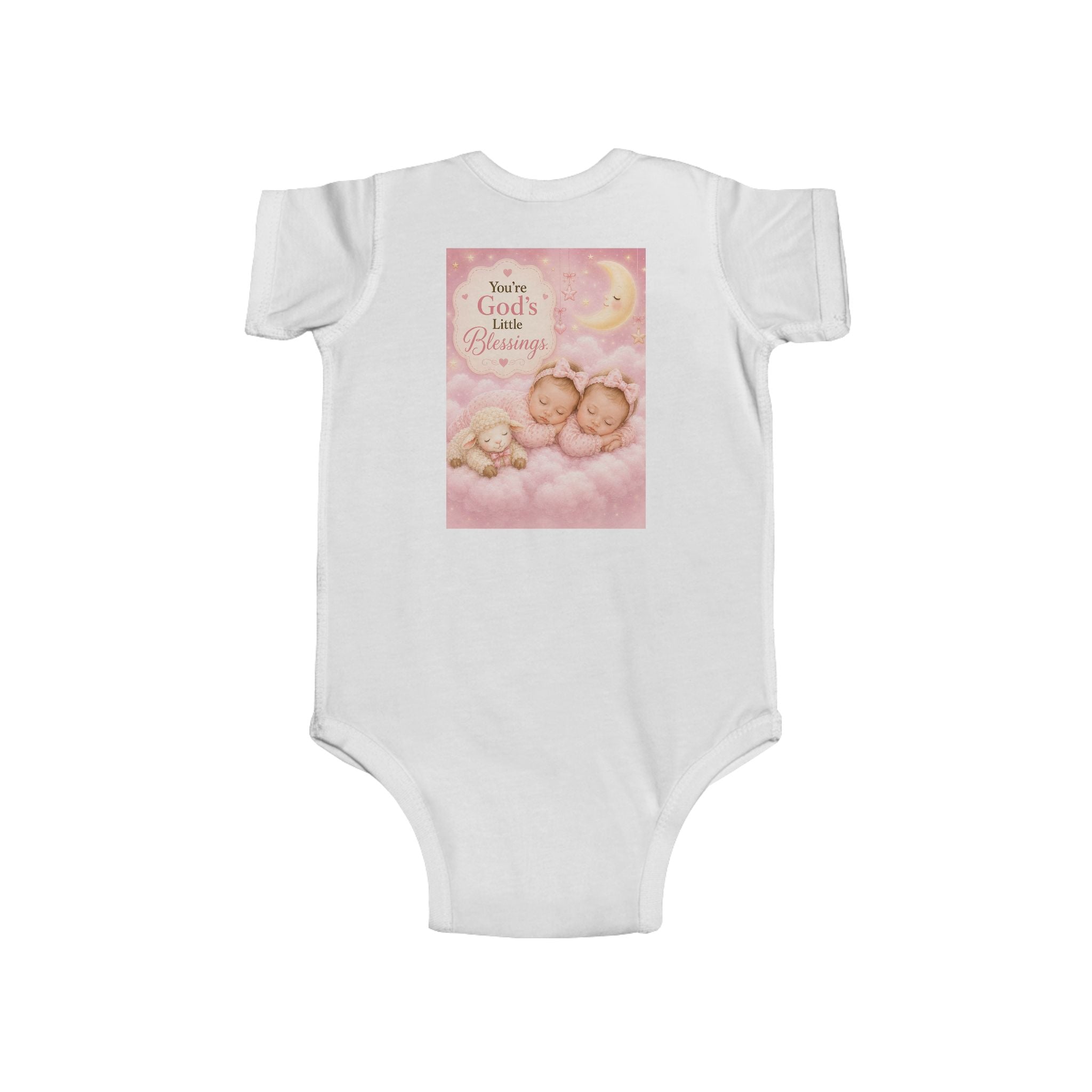 Infant Bodysuit - "Born in God's Little Heaven" Pink Sleeping Baby Graphic