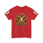 Aries Zodiac T‑Shirt — Mythic Ram Astrology Tee with 'ARIES' Emblem