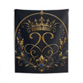Regal Crown Emblem Tapestry — Gold & Sapphire Royal Wall Hanging