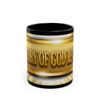 Black Mug — "Glory of God Revealed" Gold Script Coffee Mug