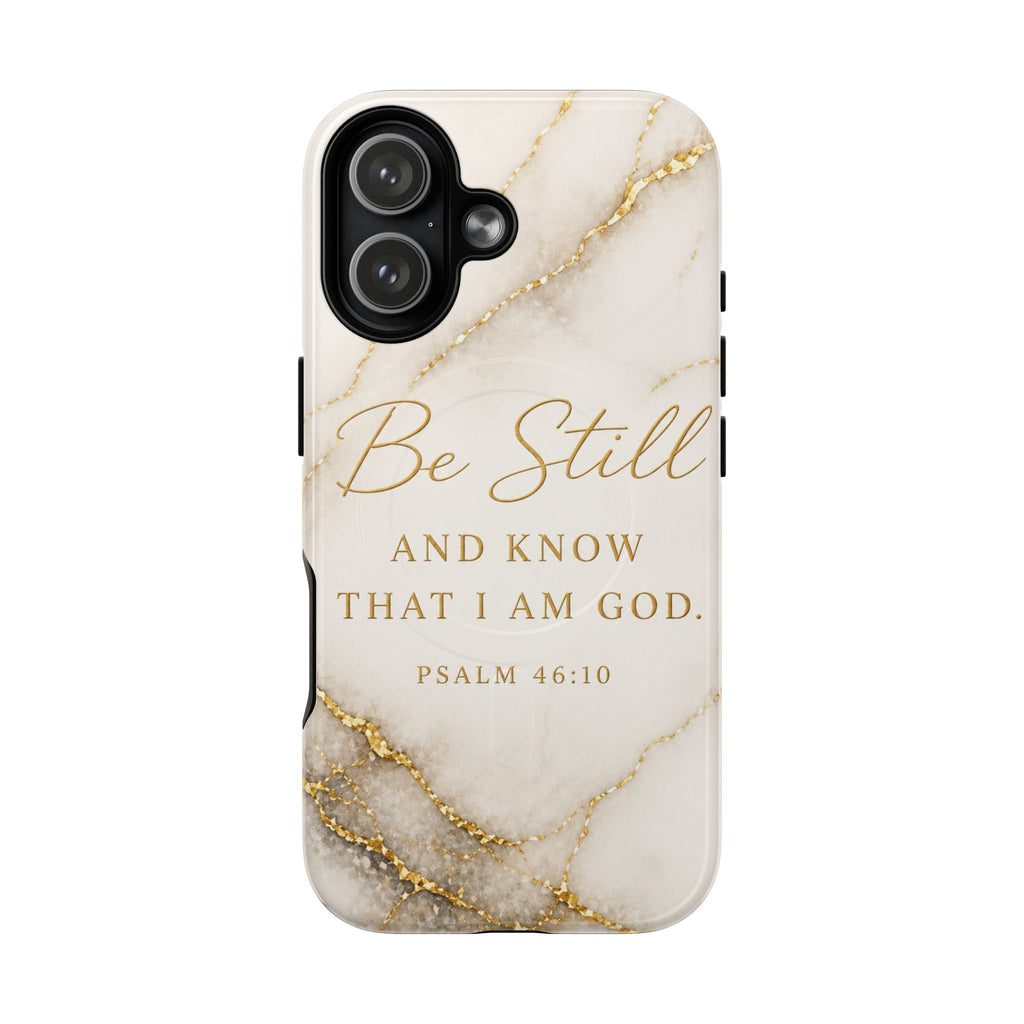 Be Still Psalm 46:10 Marble Magnetic Phone Case — Tough Protective Christian iPhone Cover
