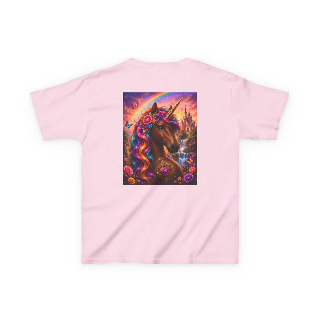 Kids Brown Unicorn Tee — Rainbow Fantasy Magical Horse Shirt