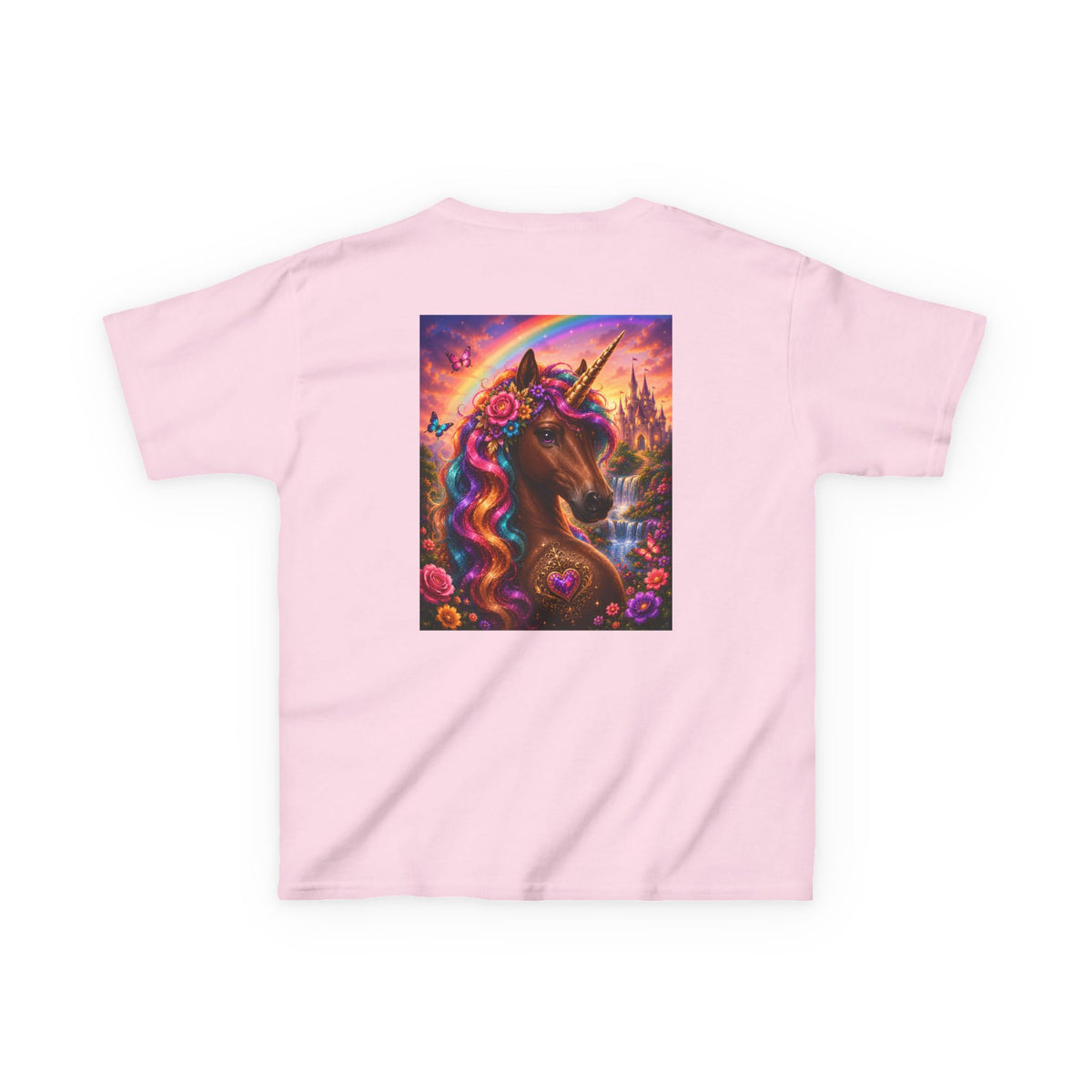 Kids Brown Unicorn Tee — Rainbow Fantasy Magical Horse Shirt