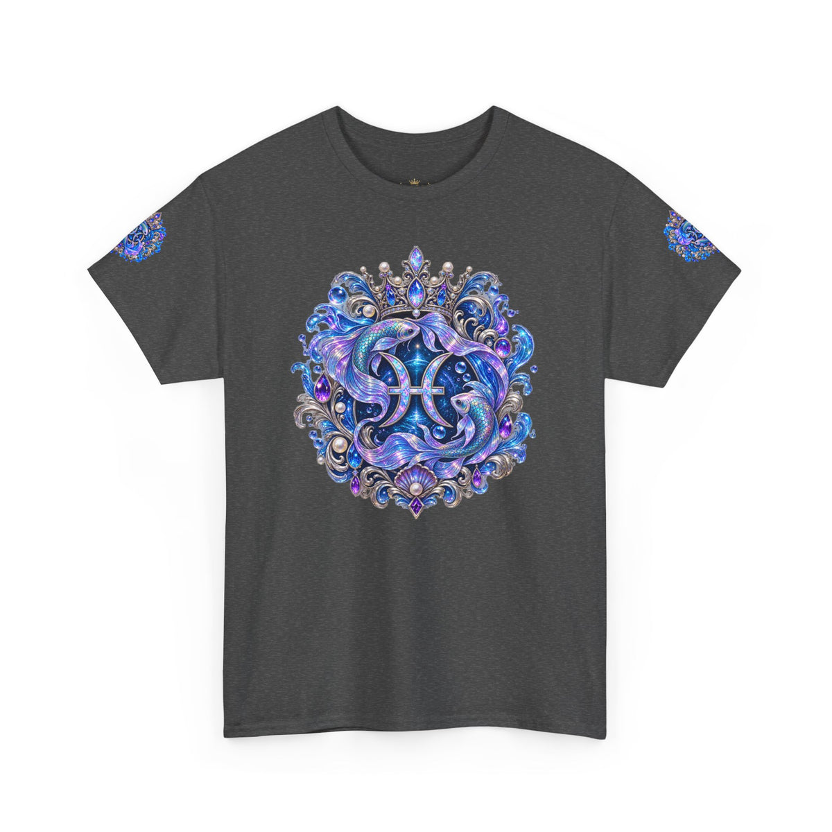 Pisces Mermaid T‑Shirt — Zodiac Art Tee with Night Sea Illustration