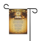 Garden Flag — "Prayer For New Mornings" Inspirational Garden Banner with Cross & Psalm Text