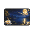 Moonlit Lotus Desk Mat — Serene Moonlight Lake Mouse Pad for Meditation & Home Office