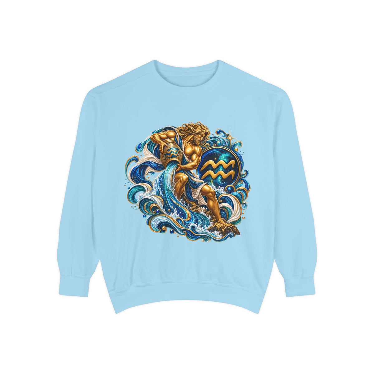 Aquarius Zodiac Sweatshirt — Water Bearer Astrology Graphic Crewneck